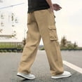 thumbnail image 2 of WRKEKC Casual Pants for Men Spring Fall Trendy Solid Color Drawstring Elastic Waist Long Pants for Daily Casual Gym Outings Dynamic Wear, 2 of 6