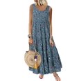 thumbnail image 1 of Sexy Dance Robe d'Été de Plage pour Femmes à Manches Courtes Longue Robe Maxi Robes Bohèmes Bleu G, 1 of 2