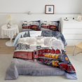 thumbnail image 2 of Erosebridal Red Retro Train Comforter Sets Full Size, White Snow Comforters & Duvets, Reversible 3pcs, 2 of 6