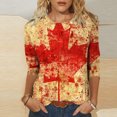 thumbnail image 2 of Amzcrzy Hauts pour Femmes Tendance à Imprimé de Feuille d'Érable T-Shirts de la Fête du Canada Décontractés Col Rond Manches 3/4 Hauts d'Été pour Femmes Confortables Basiques Hauts de Sortie, 2 of 5