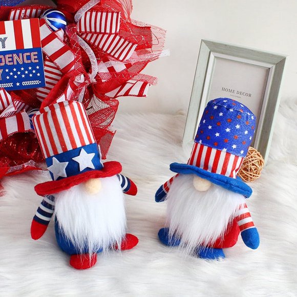 mtvxesu Décoration Patriotique, Ornement Drapeau Américain Poupée Sans Visage avec Chapeau Figurine Gnome Décoration de Bureau Décoration Maison