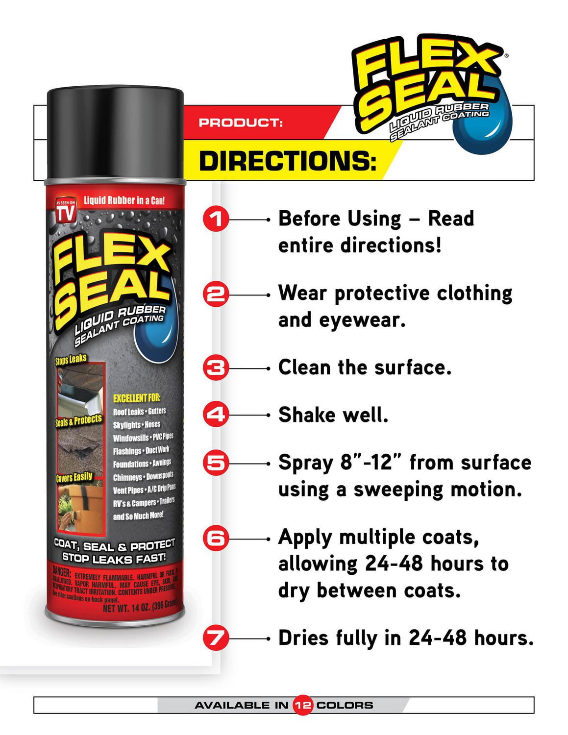 FLEX SEAL SPRAY BLANC 14 OZ REVÊTEMENT SCELLANT DE CAOUTCHOUC LIQUIDE