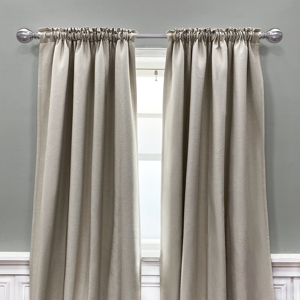 Better Homes & Gardens 1” Brushed Nickel Ball Adjustable Curtain Rod, 42”-120”