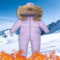thumbnail image 2 of Lovzfmll Combinaison d'Hiver pour Garçons et Filles, Mode Extérieure, à Capuche, Doublée en Polaire, Chaude et Rembourrée, une Pièce Isolée pour Bébé, 1 An, 2 of 4