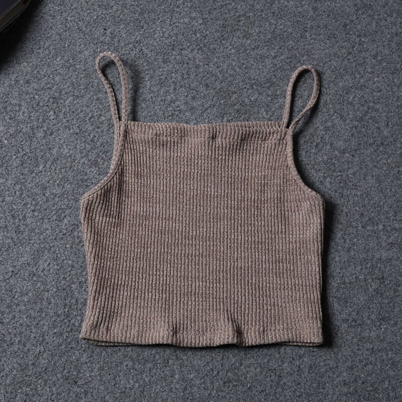 Mileegirl Femmes Court Crop Top Style Été Sans Manches U Vintage Croptops Vêtements de Sport Débardeurs Femme Gilet Tube Top 4 Couleurs