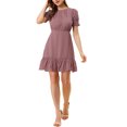 thumbnail image 2 of INSPIRE CHIC Women's Ruffle Hem Short Puff Sleeve Party A-Line Mini Dress, 2 of 6
