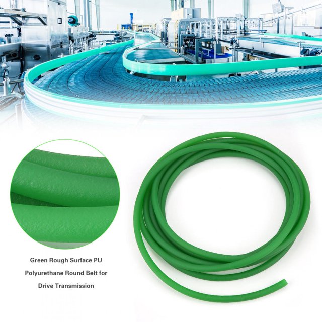 Cergrey Courroie de Transmission, Surface Rugueuse Verte Courroie Ronde en Polyuréthane pour Transmission, Courroie Ronde en Polyuréthane
