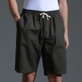 thumbnail image 2 of Birdeem Mens Solid Fashion Casual Cotton Drawstring Elastic Waist Half Shorts Pants, 2 of 12