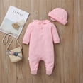 thumbnail image 3 of Newborn Baby Girl Clothes 3D Flower Romper Jumpsuit Long Sleeve Ruffled Footie Bodysuit Hat Outfit Set 2PCS, 3 of 3