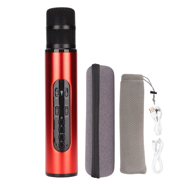 Microphone de Karaoké Sans Fil Bluetooth Portable pour Fête Voiture Maison Extérieur KTVRed