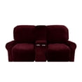 thumbnail image 4 of CHOK 2024 Housse pour Causeuse Inclinable avec Housse pour Console Centrale Housse de Canapé Inclinable 8 Pcs en Velours Extensible 2 Places Bleu Paon, 4 of 11