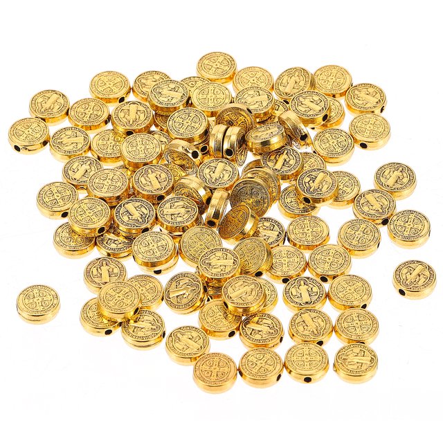 Miangastore Environ 100 Pcs Perles Rondes Alliage Crucifix Jésus Bricolage Fabrication de Bijoux Perles Entretoises