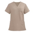 thumbnail image 2 of JDQJBZ Unisex Solid Color V Neck Pocket Top Short Sleeve Casual Work Shirt, 2 of 5