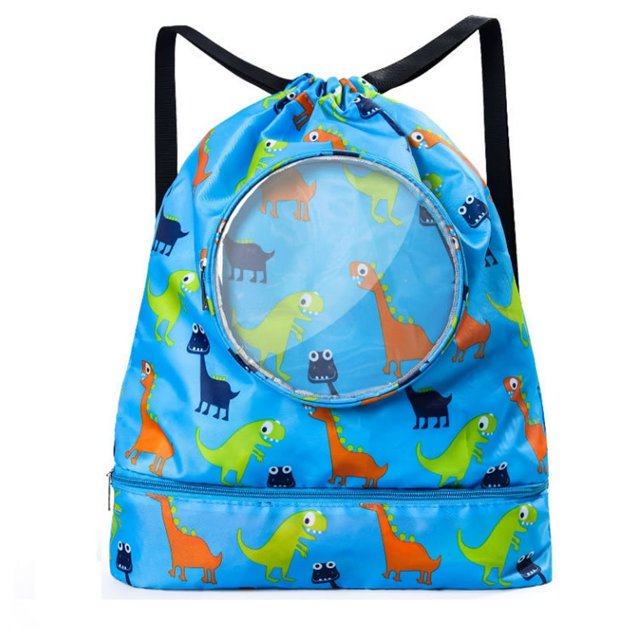 Drawstring Oxford Swim Backpack Water-Resistant Wet Separation Colorful Cute Animal Print Pvc Storage Bag Gifts For Boy Girl Children