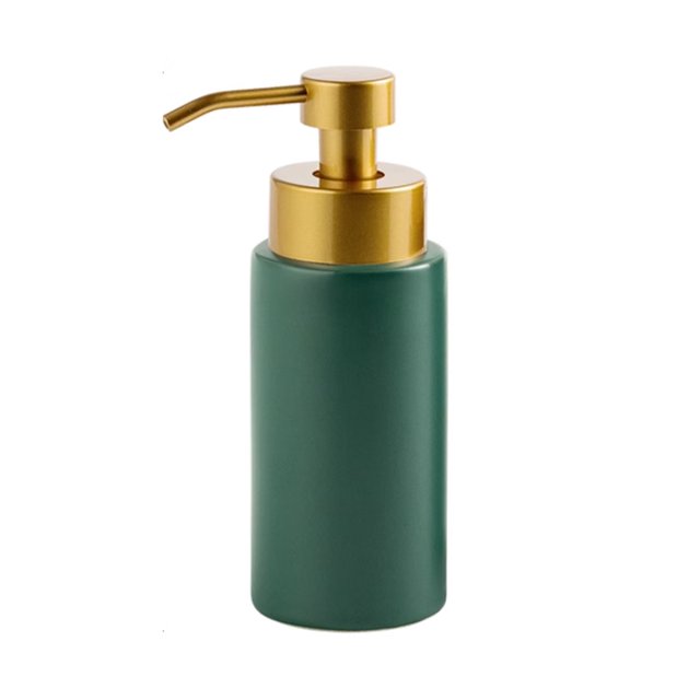 Qeeadeea/ Ceramic Foaming Soap Dispenser, Marble Foam Soap Dispenser With Gold Pump, Hand Foaming Dispenser For Barthroom Accessories-green-solid color