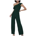 thumbnail image 1 of Yuyuzo Women Rompers 1 Shoulder Sleeveless Ruffle High Waist Loose Wide Leg Pants Elegant Jumpsuits, 1 of 5