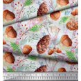thumbnail image 3 of Soimoi White polyester Georgette Fabric Apricot, & Oaknut Fruits Fabric Prints by Yard 42 Inch Wide, 3 of 3