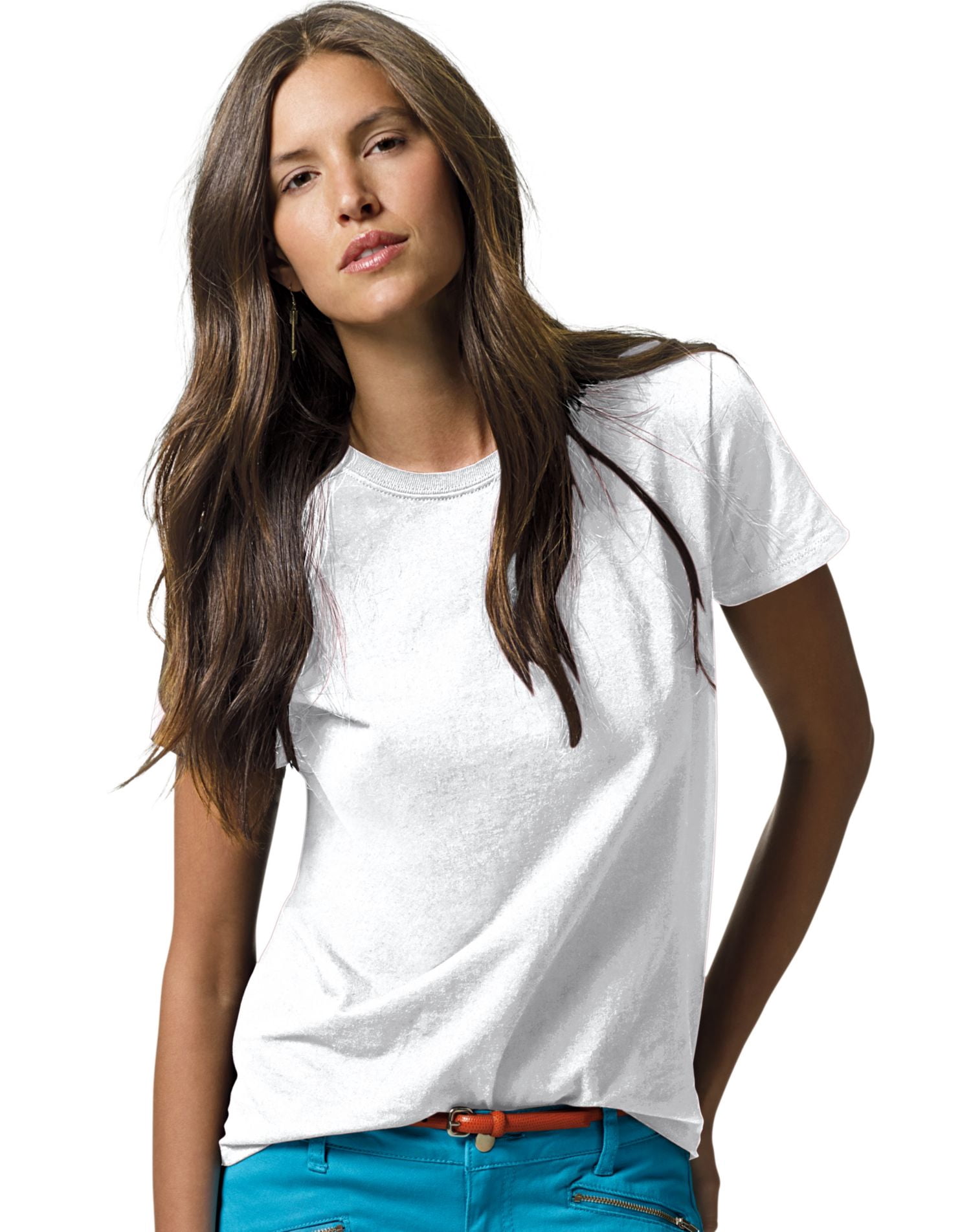 Hanes ComfortSoft T-Shirt à Col Ras du Cou en Jersey Coupe Décontractée pour Femmes, 3TG, Blanc
