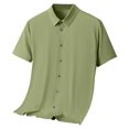 thumbnail image 3 of Birdeem Shirts for Men Mens Short Sleeved Solid Color Button Ice Silk Formal Dress Short Sleeved, 3 of 9