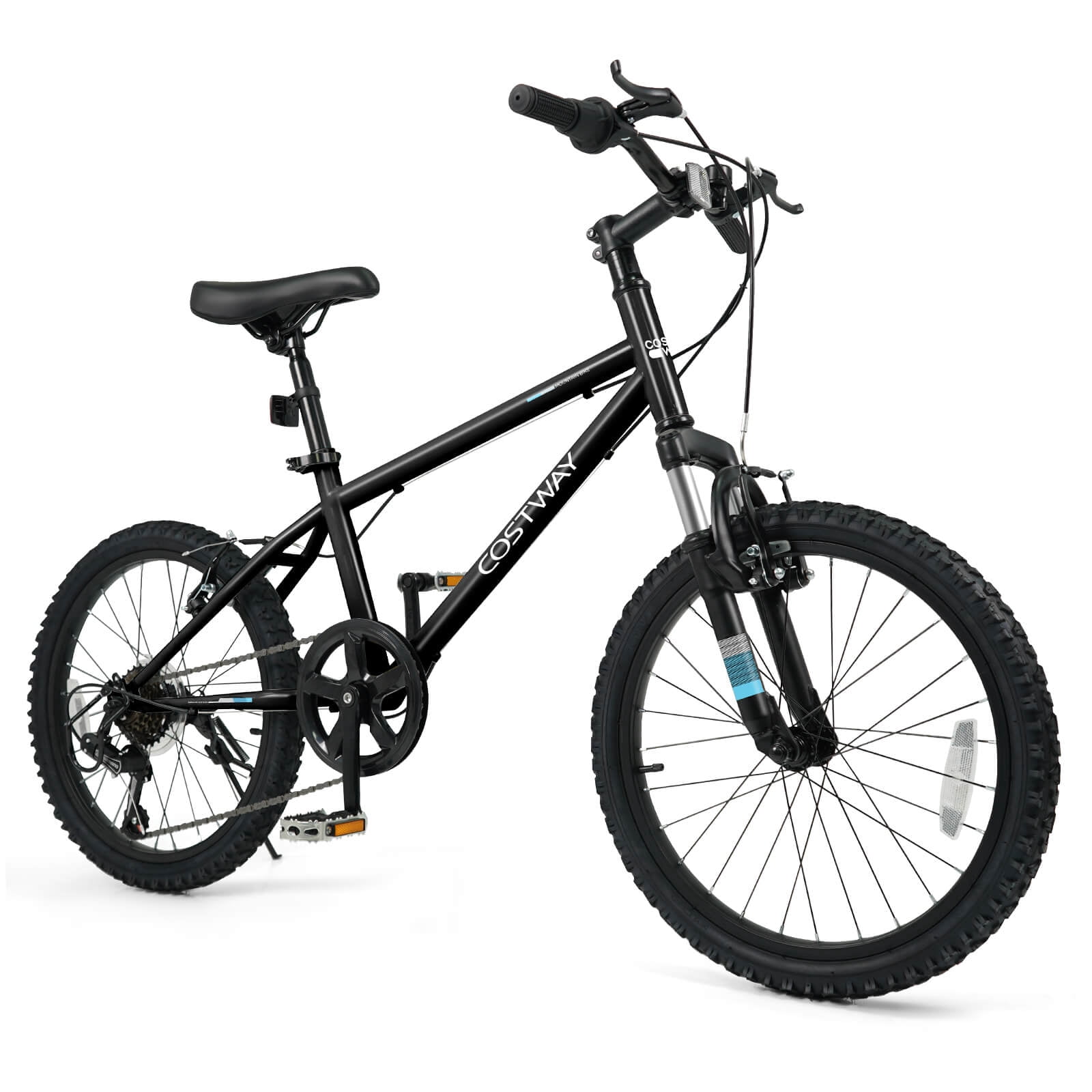 Costway 20 Inch Kids Mountain Bike for Boys Girls Aged 8+ Years Old with Suspension Fork Black
