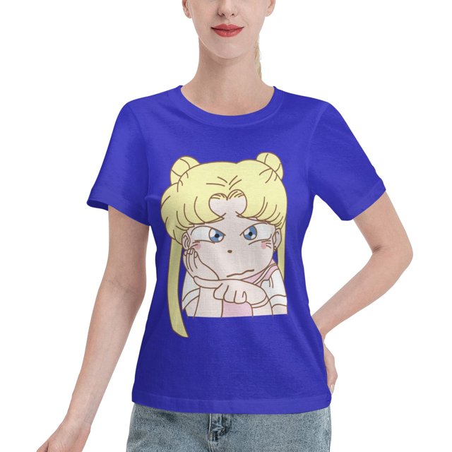 T-Shirt Basique à Manches Courtes pour Femmes Sailor Moon Édition Q Tsukiha