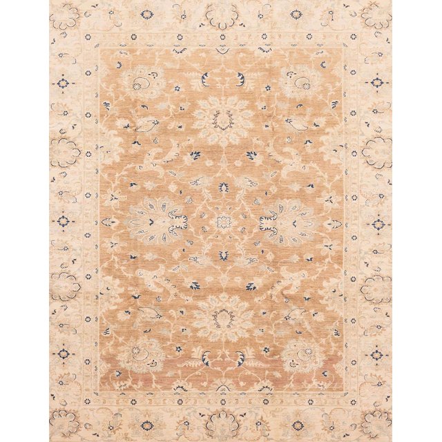 Ahgly Company Indoor Rectangle Abstract Deep Peach Orange Oriental Area Rugs, 7' x 10'