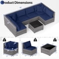 thumbnail image 3 of Costway 7PCS Patio Rattan Furniture Set Sectional Sofa Cushioned Garden Navy, 3 of 10