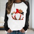 thumbnail image 2 of RKSTN Chandail pour Femmes de Noël à Col Rond, Chandail Imprimé du Père Noël, Manches Longues, Blouse Régulière à Empiècements, 2 of 5