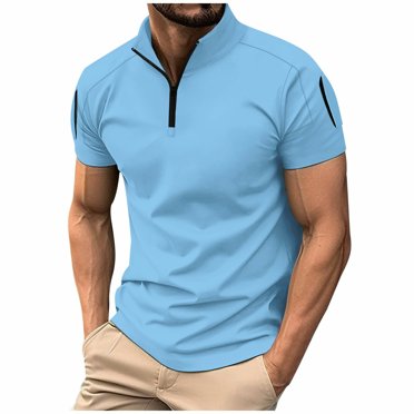 Yuzhih Men's Short Sleeve Golf Shirts Summer Quarter-Zip Slim Athletic T-Shirt Basic Casual Collared Clothes