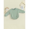thumbnail image 3 of Pudcoco Infant Baby Fall Fleece Jumpsuit Solid Color Round Neck Long Sleeve Sweatshirt Romper Toddler Clothes, 3 of 9