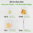 thumbnail image 2 of BoxLegend Scelleuse sous Vide Portative pour Aliments avec 30 Sacs de Mise sous Vide Réutilisables, Machine de Mise sous Vide Compacte, Scelleuse de Repas Portable, Scelleuse Alimentaire Sans Fil, 2 of 8