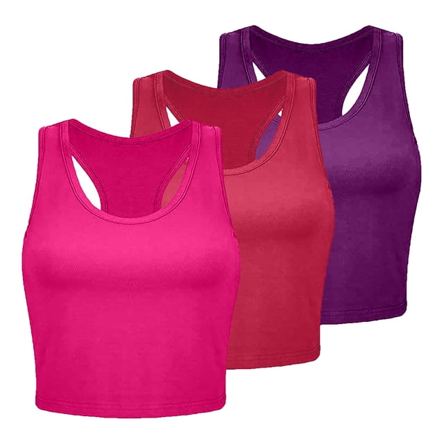 HBFAGFB Lightweight Tank Tops Womens 3 Piece Seamless Workout Shirts Simple Undershirt Orange Size M