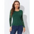 thumbnail image 3 of INSPIRE CHIC Blouse en Dentelle Transparente à Broderie Florale pour Femme à Col Rond à Manches Longues P Vert Foncé, 3 of 5