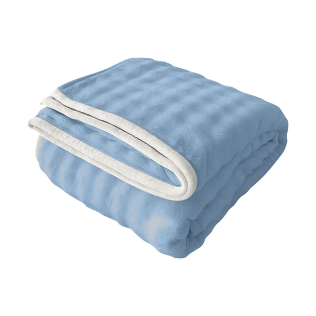 SLYNSHome Clearance Flannel Blankets Queen Size for Couch,Cozy Soft Lightweight Fuzzy Flannel Blanket for Sofa Bed Home Office Decorations - Blue