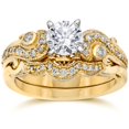 thumbnail image 1 of Emery 3/4Ct Vintage Diamond Engagement Wedding Ring Set 14K Yellow Gold, 1 of 3