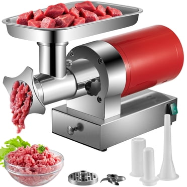 KFFKFF Electric Meat Processor, 661 Lbs/Hour Capacity, 1100W, 1.5 HP, Includes 2 Grinding Plates and Sausage Kit for Home and Commercial Kitchens, Durable Red Meat Mincer