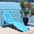 thumbnail image 3 of Topbuy Chaise Longue de Plage Pliante d'Extérieur - Ensemble de 1, Turquoise, 3 of 10