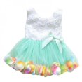 thumbnail image 1 of Été Enfants Bébés Filles Enfants Robe Tutu Princesse Dentelle Nœud Fleur Robe Sans Manches Robe de Fête Mini Robe Filles Vestidos Vert 4T, 1 of 5