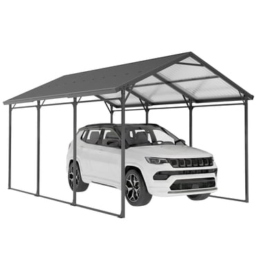 Outsunny 10 x 15ft Metal Carport, Heavy-Duty with Steel Frame & Roof
