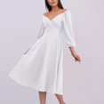thumbnail image 1 of Gspmoly Robes pour Femmes, Robe de Soirée à la Mode pour Femmes au Tempérament, Col en V, Taille Cintrée, Poche, Manches Longues, Robe de Soirée pour Femmes, Offres des Fêtes, 1 of 6