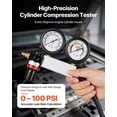 thumbnail image 2 of VEVOR Engine Cylinder Compression Tester Kit, Pressure Gauge Range of 0-100 PSI, Automotive Leak Down Tester Kit with 4 Adapters, 2 Metal Tubes, Pressure Check & Leakage Rate Test on Cars, Motorcycles, 2 of 9