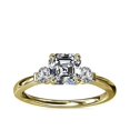 thumbnail image 1 of 0.70 Carat Excellent Asscher Shape Genuine Diamond Latest Design Three Stone Engagement Ring for Ladies Solid 18K Yellow Gold Size 7.5, 1 of 8
