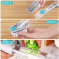 thumbnail image 2 of Dish Brush with Soap Dispenser Kitchen Brush Heavy Duty Non Scratch & Replaceable Sponge Head Dishwand Refill with Handle, Clean Scrub Sponge Brush for Kitchen, Bathroom, Dish Pots Cleaning, 2 of 5