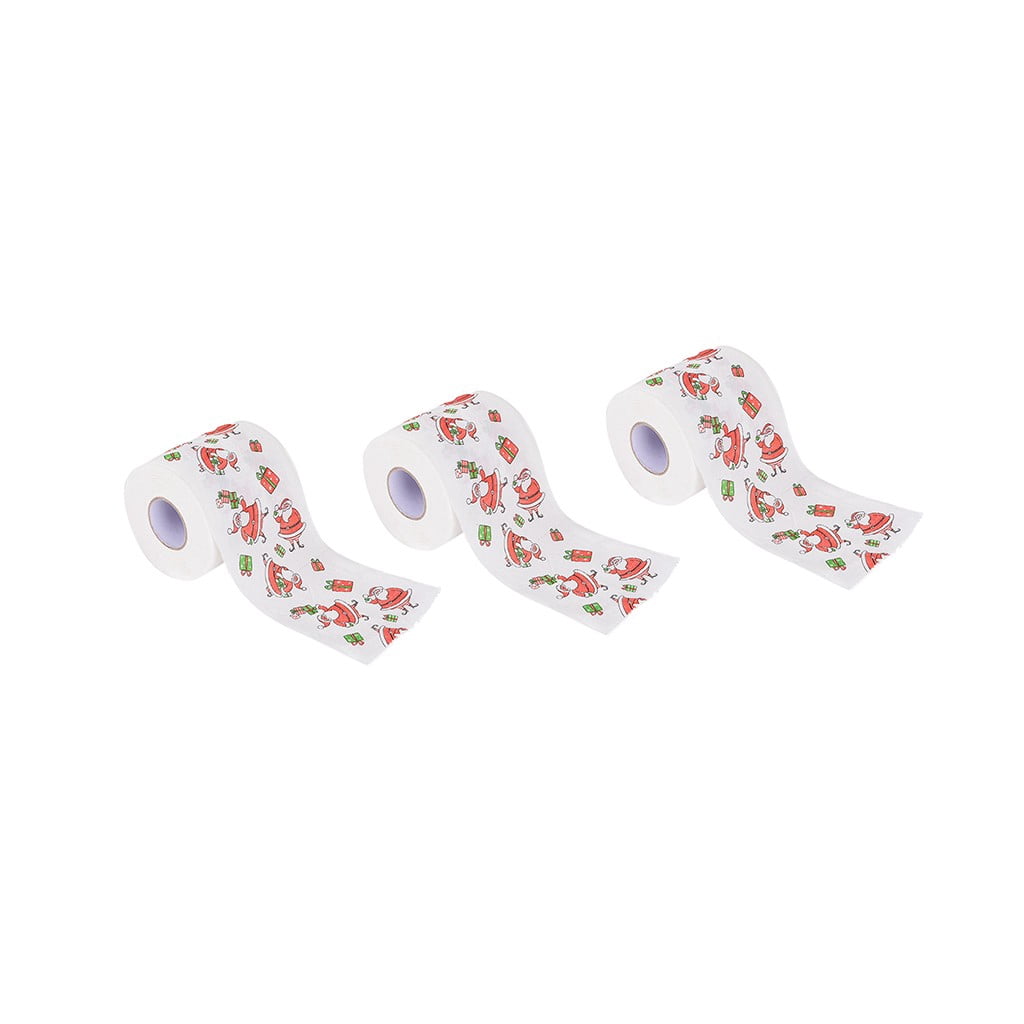 TIMIFIS Roll Paper Christmas Pattern Color Toilet Paper Santa Christmas Tree Printed Tissue Kitchen Gadgets