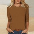 thumbnail image 2 of Timegard Womens Summer Tops Crewneck 3/4 Sleeve Solid Color Comfy Basic Tee Shirts Casual Loose Tops, 2 of 5