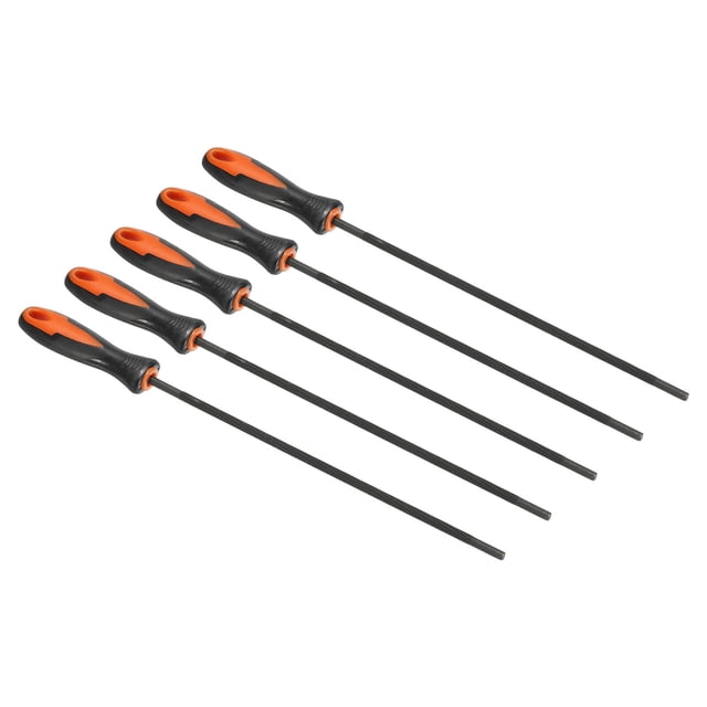 Unique Bargains Lime d'Affûtage pour Chaîne de Tronçonneuse 3/16 Po (4,8 mm) Lime d'Affûtage pour Scie à Chaîne Ronde Noir Rouge Lot de 5