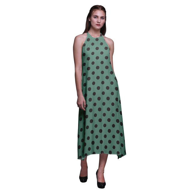 Bimba Robe de Soirée d'Été Dos Nu à Col Halter Géométrique pour Femmes - Petite