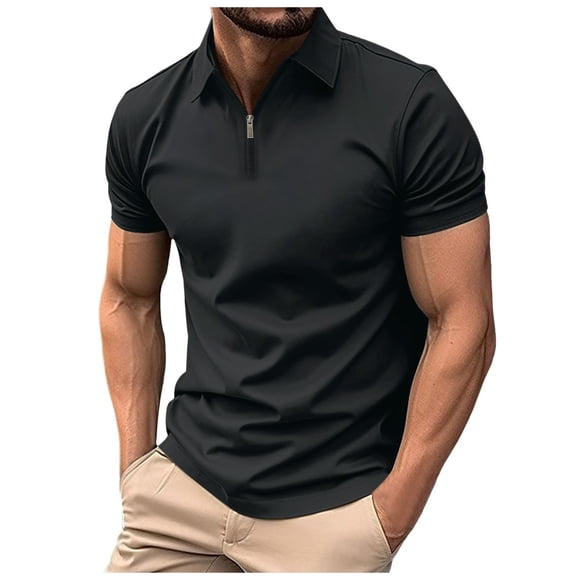 FhsagQ Men's Shirts Men Shirts for Men'S Short Sleeve T Shirt Summer Casual Solid Holiday Shirts Tops Men's Shirts Cotton Tops Super Fit Men Shirts Black L
