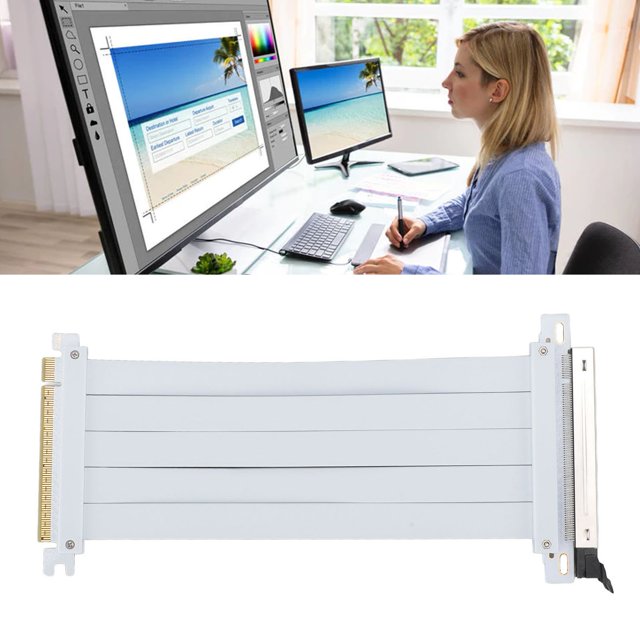PCIE 5.0 Riser Cable, GPU Riser Cable PCIE 5.0 X16 Graphics Card Extension Cable, 128Gbps High Speed Flexible Extender Card Extension Port Compatible with 4.0, 3.0, 2.0, and 1.0