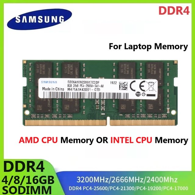 Mémoire DDR4 SODIMM RAM pour Ordinateur Portable Intel CPU Ou AMD CPU 4 Go 8 Go 16 Go 3200 2666 2400 RAM Haute Performance Mémoire Portable 4 Go 2400 pour AMD